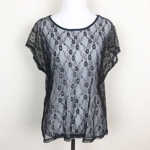 SOLD Forever 21 Black Metallic Mesh Top